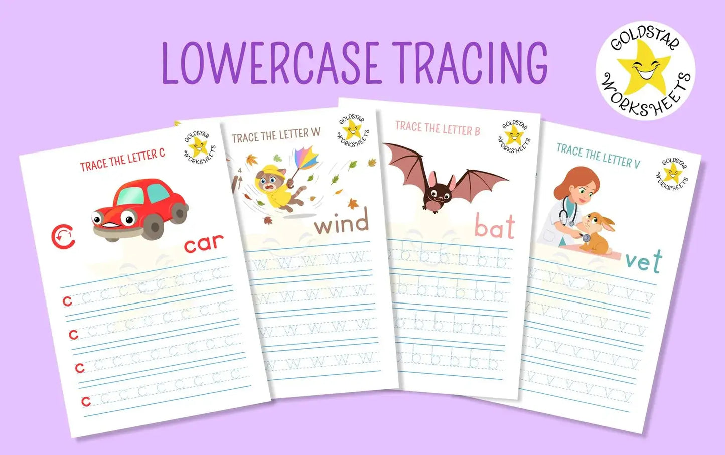 53 Lowercase Letter Tracing Worksheets ⭐️ Instant Download - Includes Color Your Own Sheets | PDF