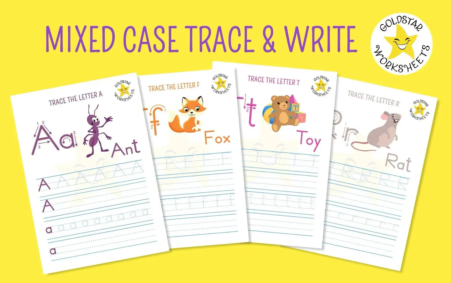 53 Upper and Lowercase Trace and Write Alphabet Worksheets ⭐️ Fun & Effective Handwriting Practice | Includes Color Your Own Sheets | High Quality PDF