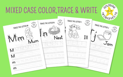 53 Upper and Lowercase Trace and Write Alphabet Worksheets ⭐️ Fun & Effective Handwriting Practice | Includes Color Your Own Sheets | High Quality PDF