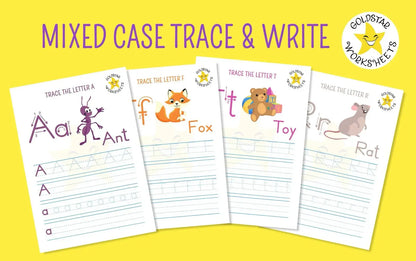 53 Upper and Lowercase Trace and Write Alphabet Worksheets ⭐️ Fun & Effective Handwriting Practice | Includes Color Your Own Sheets | High Quality PDF