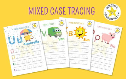 53 Upper and Lowercase Letter Tracing Worksheets ⭐️ Instant Download - Includes Color Your Own Sheets