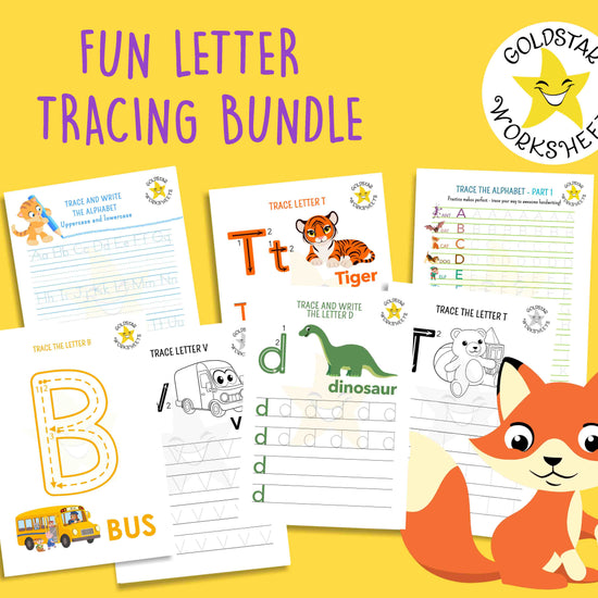 Selection of Letter Tracing Worksheets from Gold Star Academy