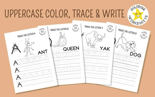 53 Uppercase Trace and Write Letter Tracing Worksheets ⭐️ Fun & Effective Handwriting Practice | Includes Color Your Own Sheets | High Quality PDF